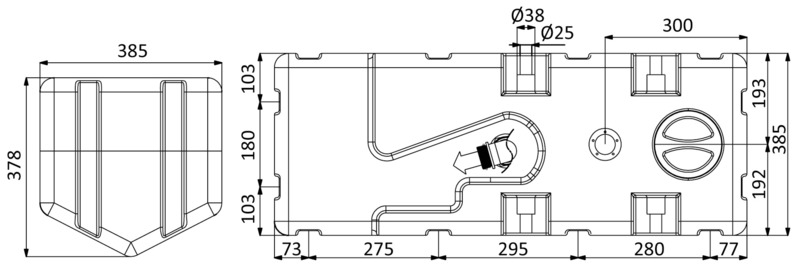 Waste water tank w/macerator 24 V 100 l