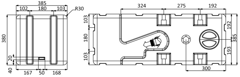 Waste water tank w/macerator 12 V 115 l