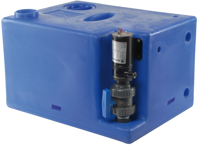 Waste water tank w/macerator 12 V 112 l