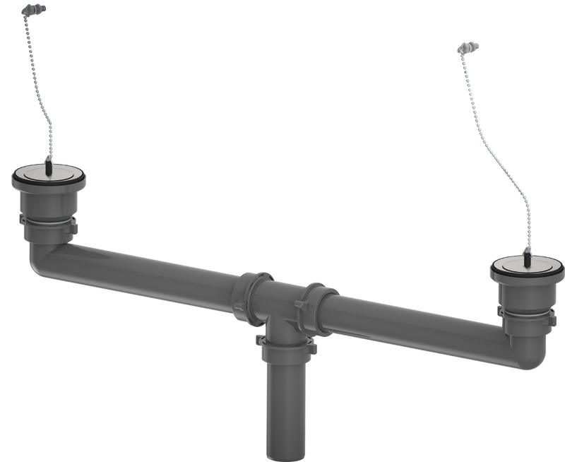 Kit of drains w/chain plug and drain pipes