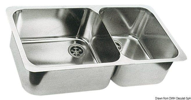 Double sink SS, polished 600x320 mm