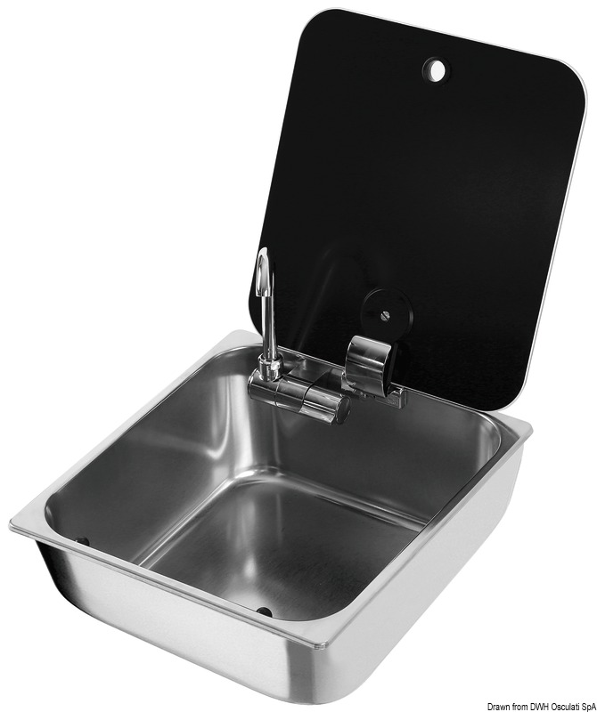 Sink w/tinted glass lid 325x350 mm