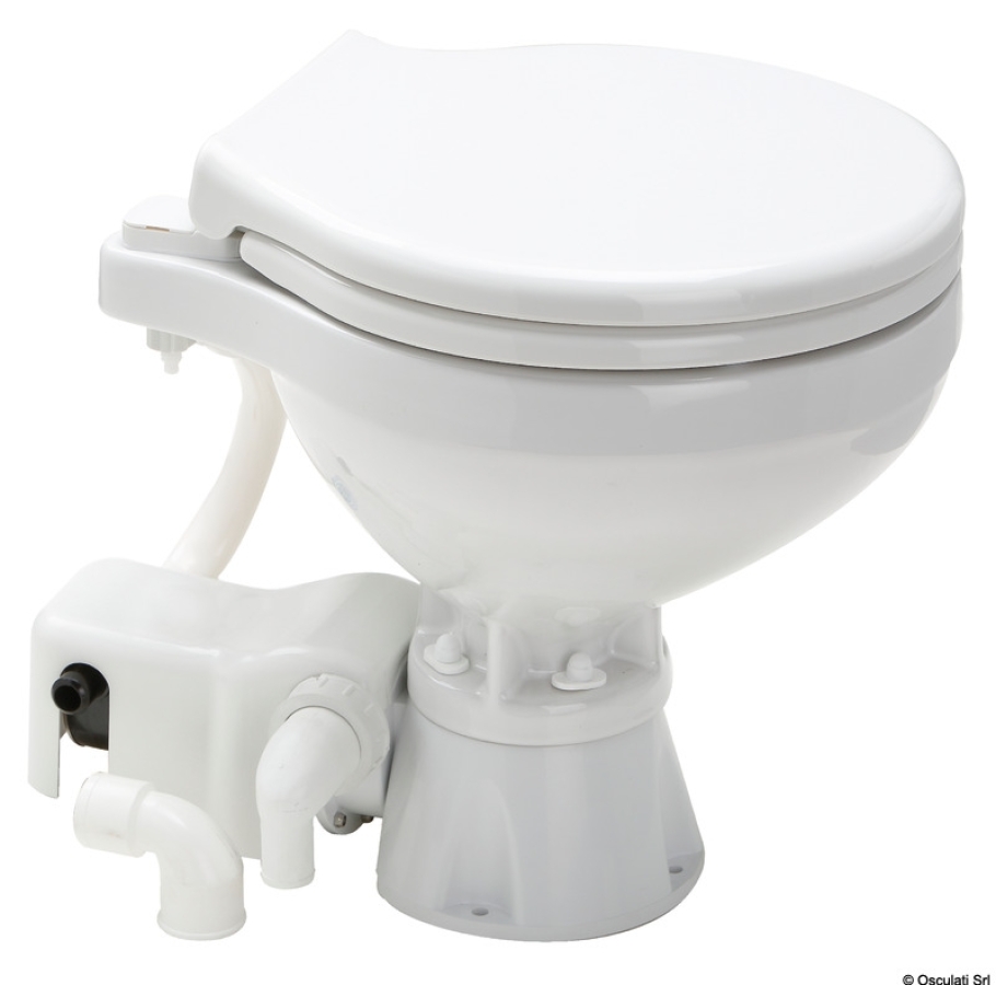 Evolution Compact toilet with soft close - 24V A8 H.385mm W.330mm D.420mm 19mm Inlet 25/38mm Outlet
