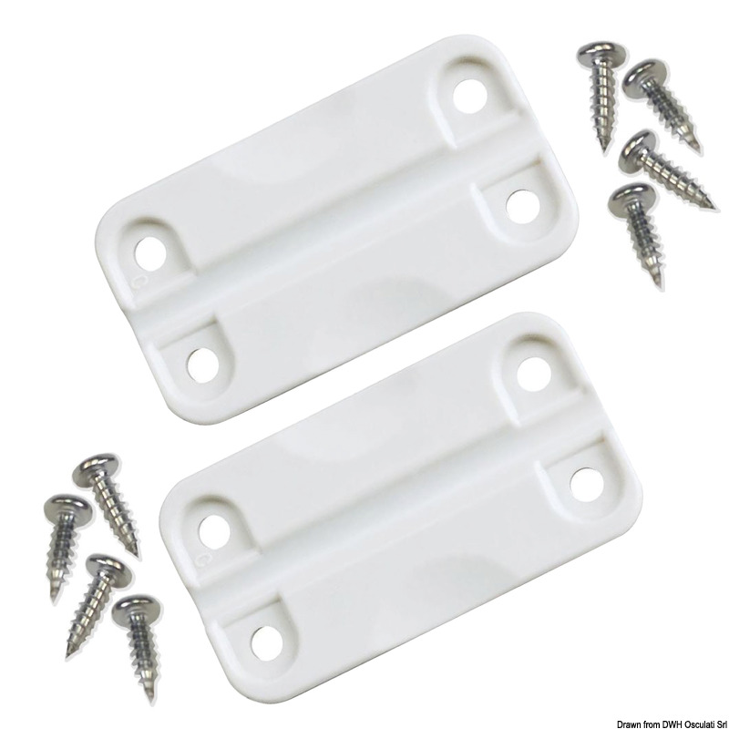 Spare pair plastic white hinges f.IGLOO ice makers