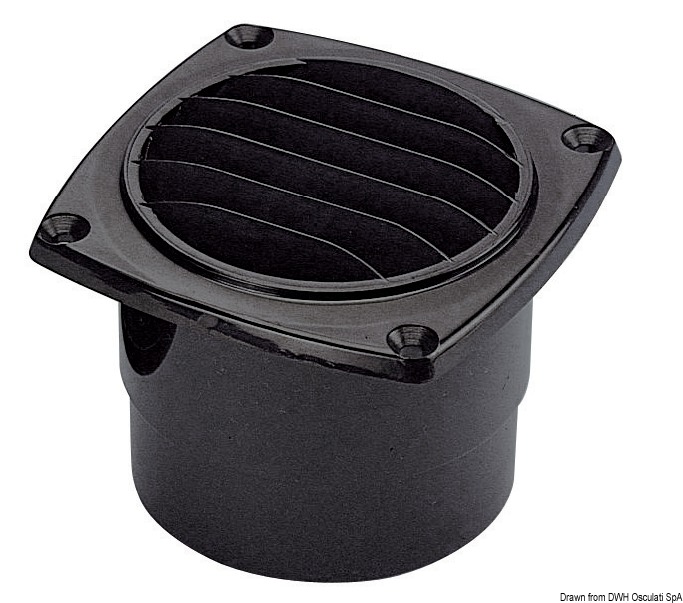 ABS hose vent w/collar black 92 x 92 mm