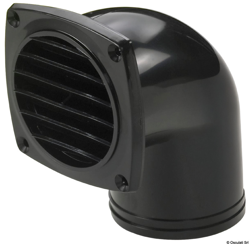 ABS hose vent w/collar black 90° 92 x 92 mm