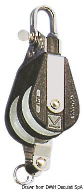 Plastinox block 2pulleys shackle and becket 8x34