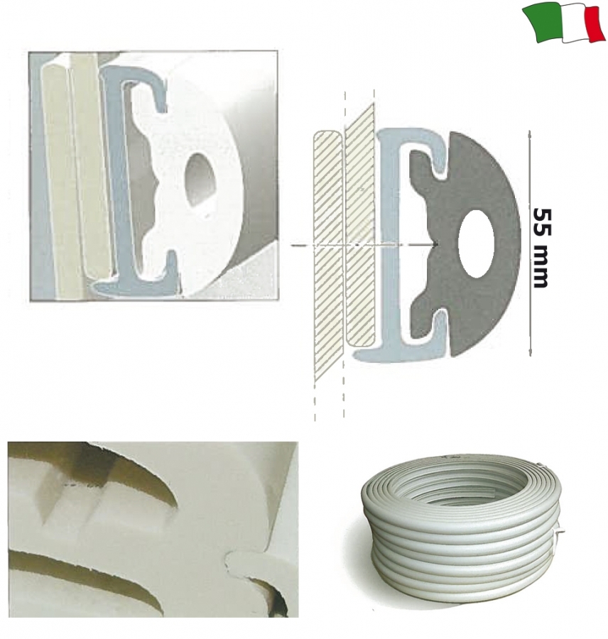 PVC FENDER PROFILE FOR "BOXED" JUNCTIONS 55 mm