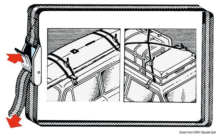 Coloured polyester strap w/buckle 25 mm 250 cm