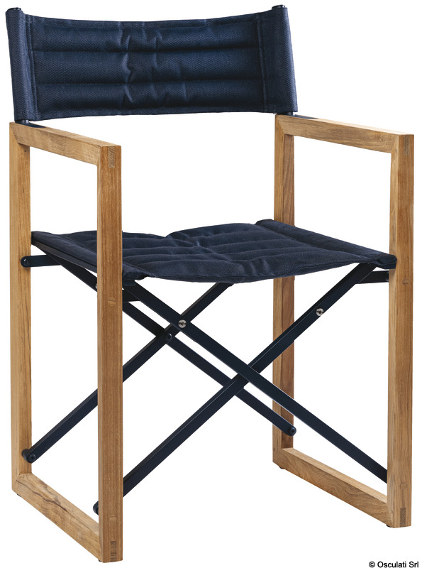 Teak folding chair The Square blue navy