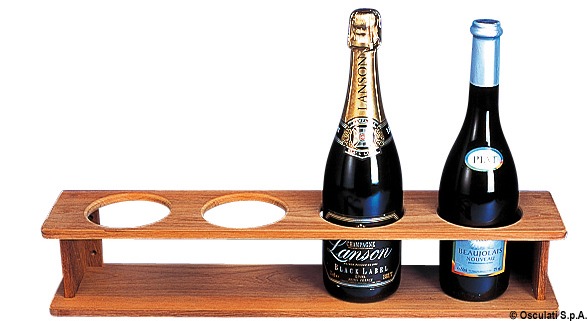 Teak four-bottle rack holder 560x115x105 mm
