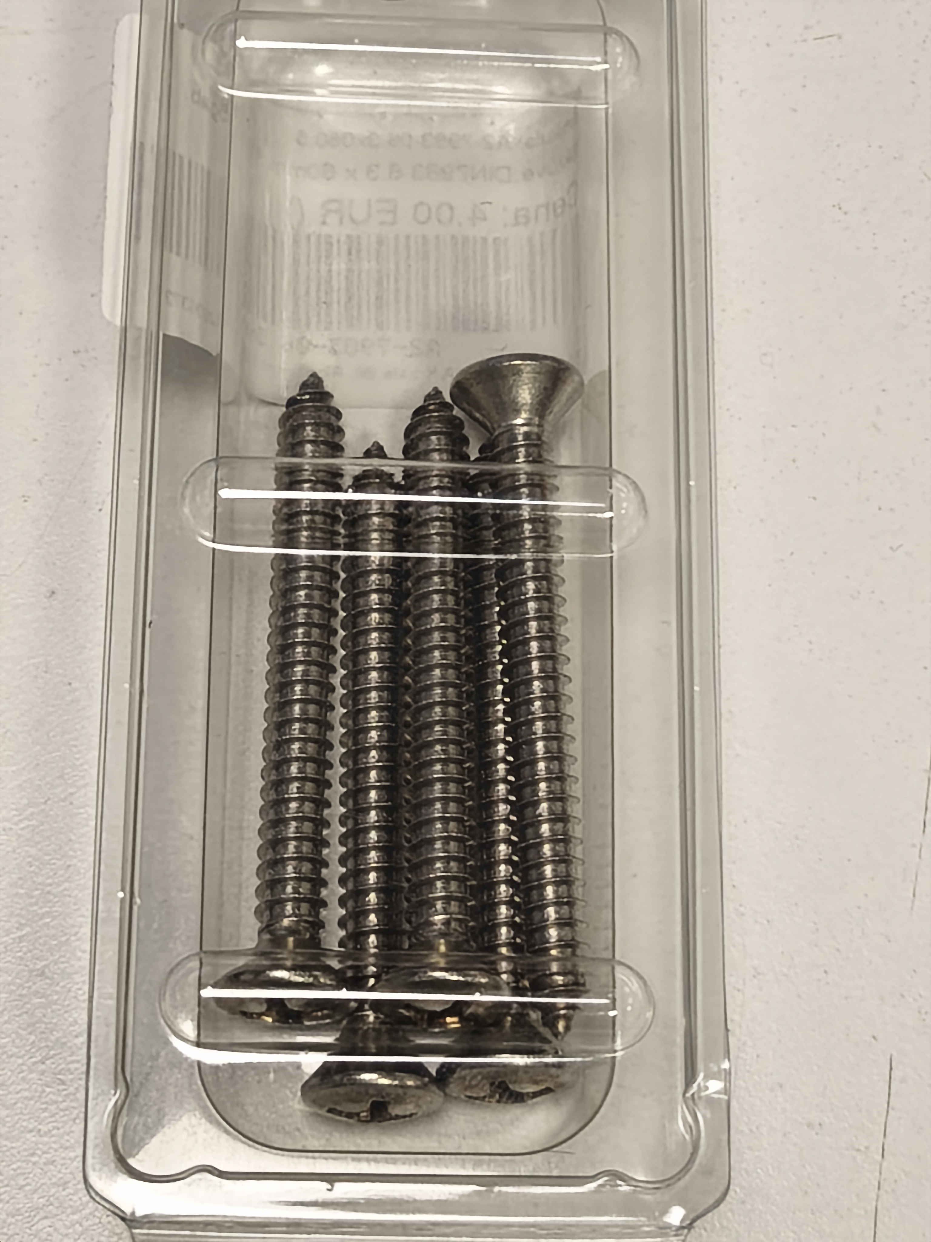 DIN 7983 Screw, 6.3 x 60 mm, AISI 304, 5 pcs.