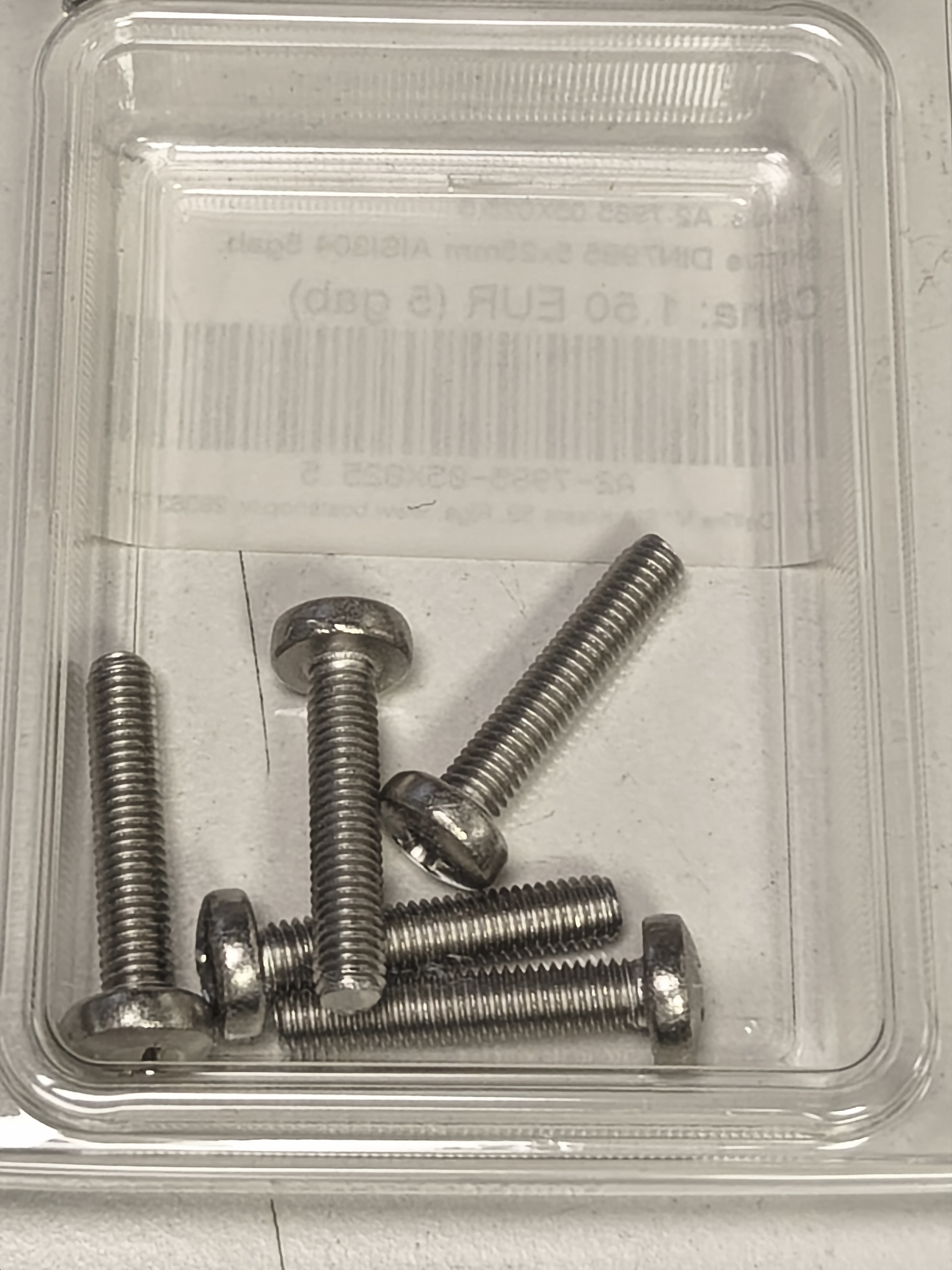 DIN 7985 Screw, 5x25 mm, AISI 304, 5 pcs.