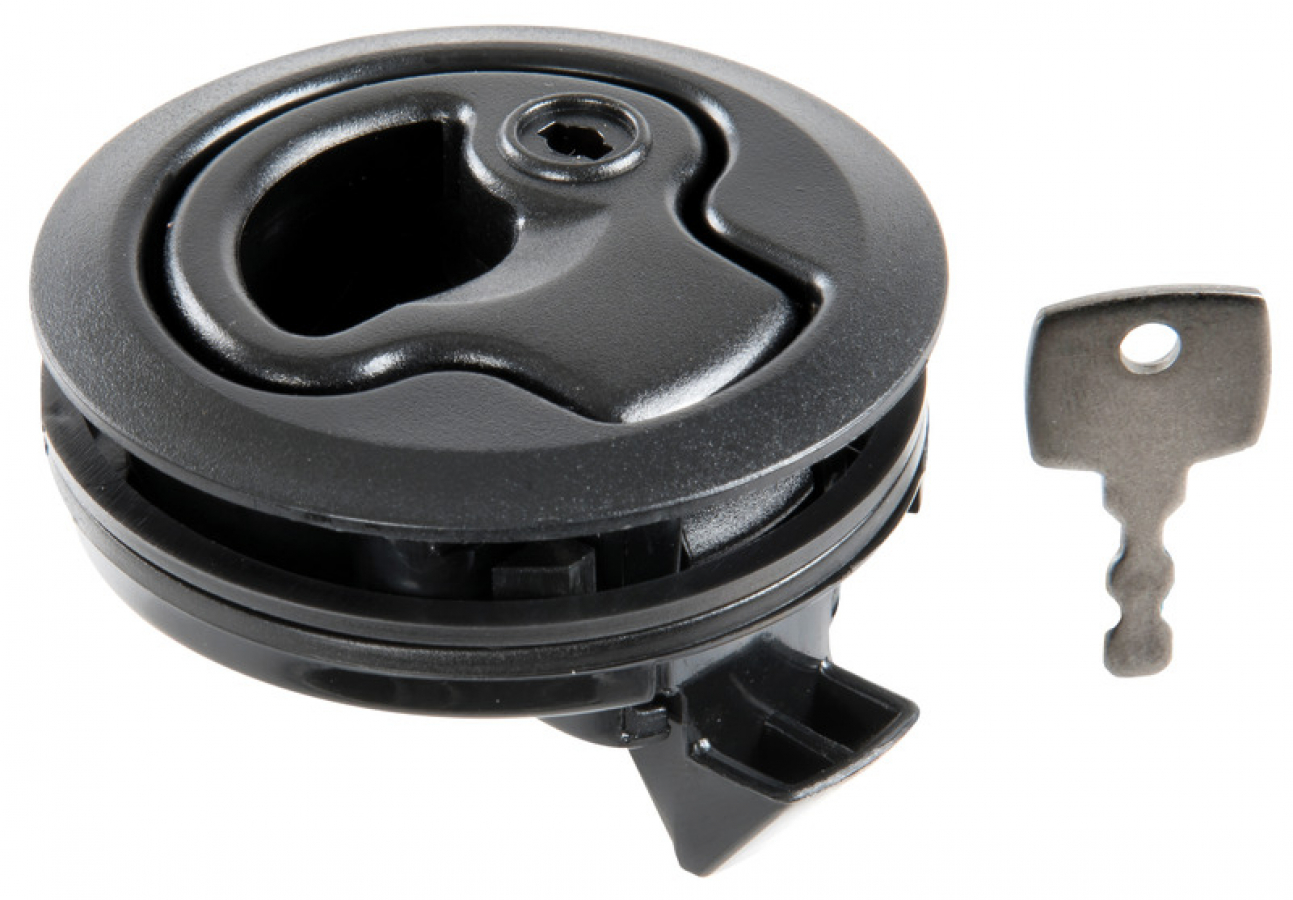 Flush pull latch nylon w/stop with lock Lockable socket wrench outer Ø62mm inner Ø 48mm Wall thickness 7 - 18 mm