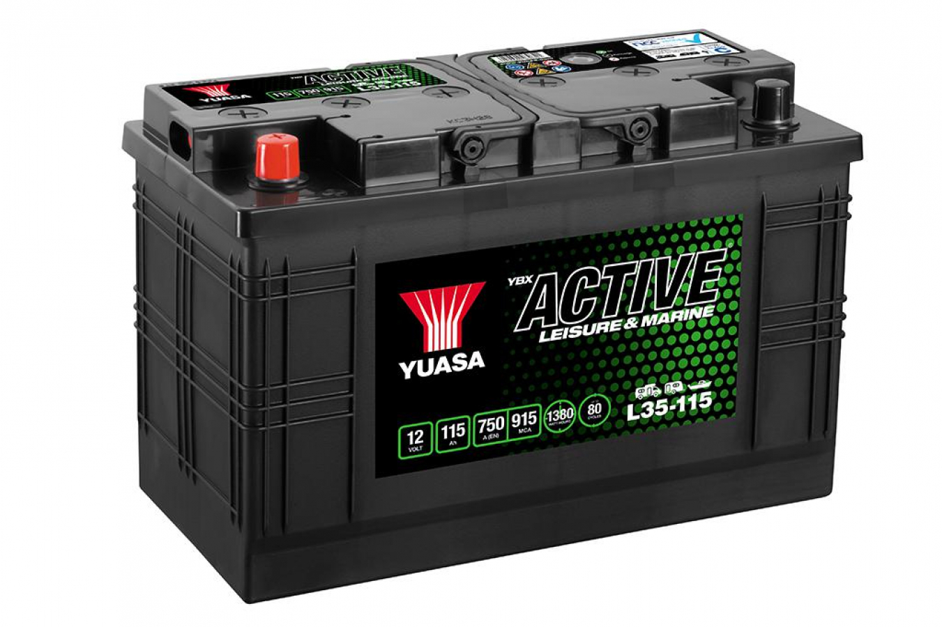 Akumulators  Yuasa Leisure-Marine 115AH 750A 12V 1380Wh 352x175x227mm 25,4kg