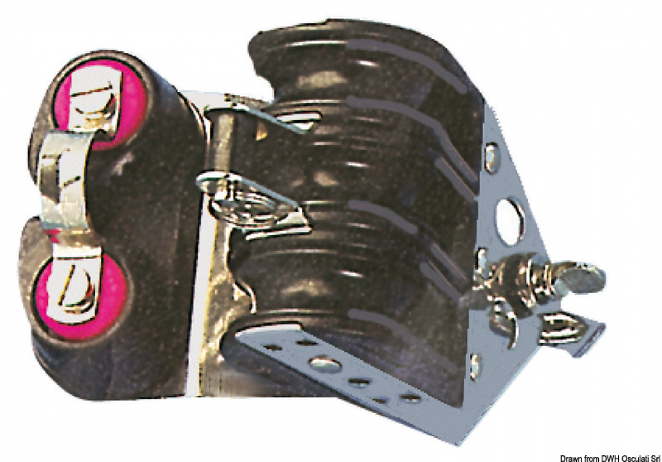 Block 3 pulleys clam cleat d10mm L230kg B950kg VIADANA