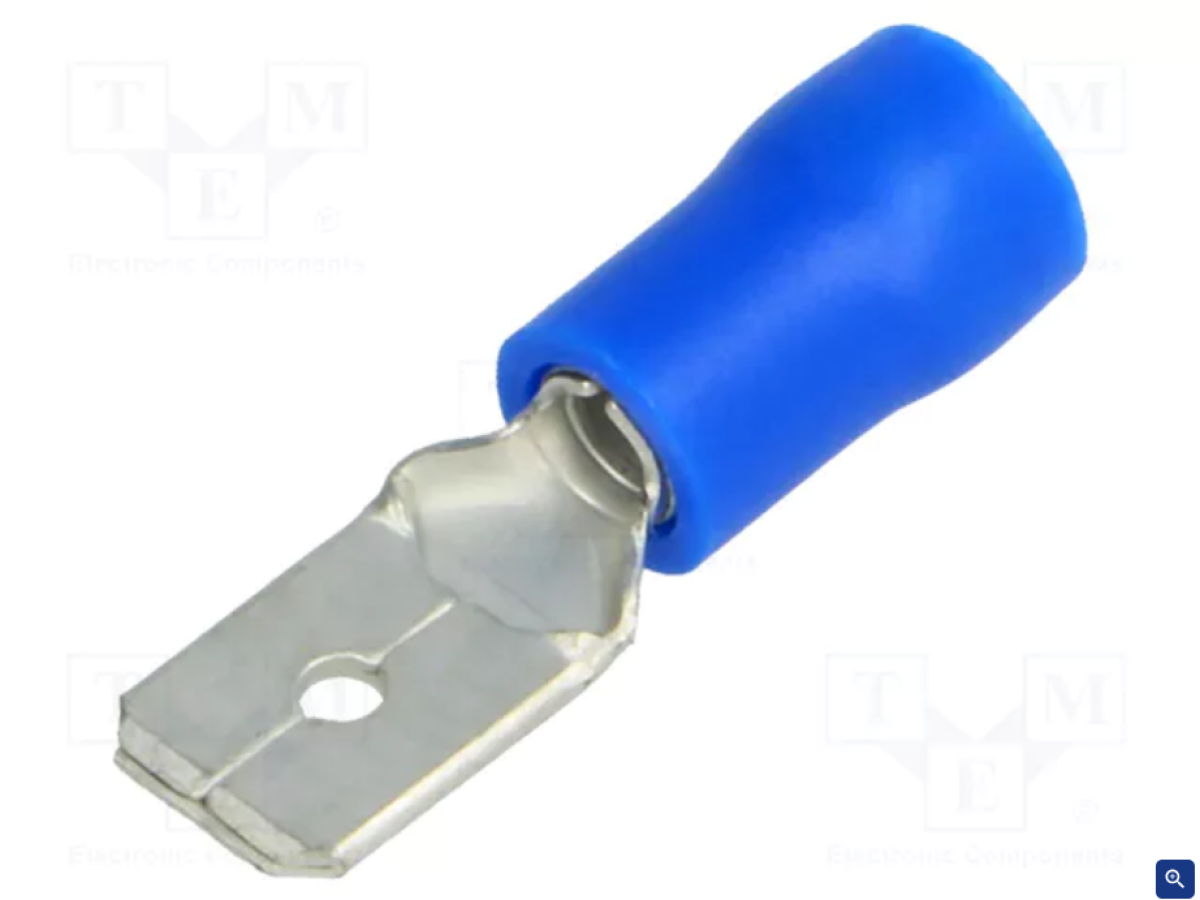 Cable nozzle - flat - brass - M W6.3mm T0.8mm 1.5-2.5mm - blue 10pcs.