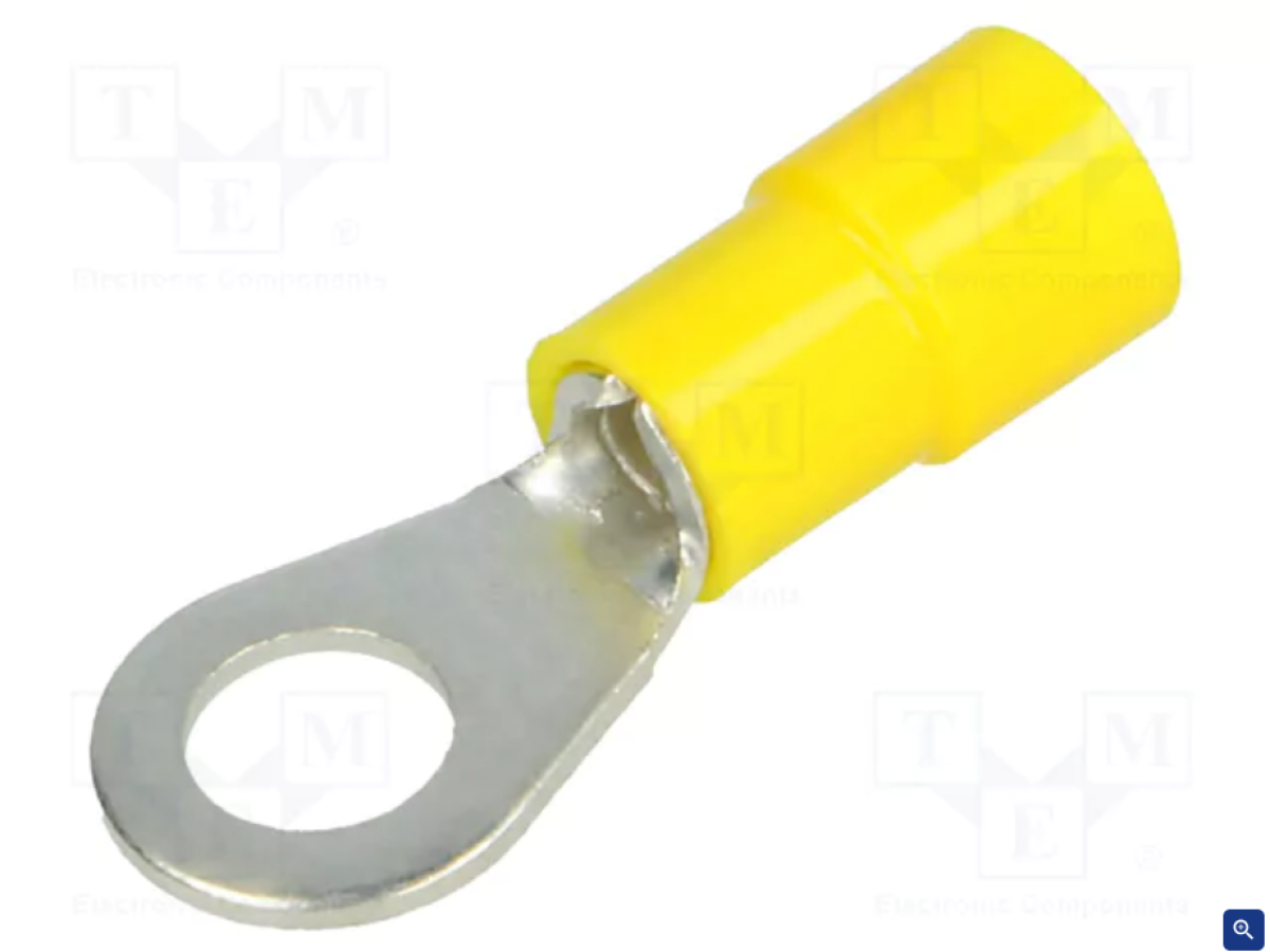 Cable nozzle - ring type - copper - m6 d6.2mm - 4-6mm2 - yellow - 10 pcs.