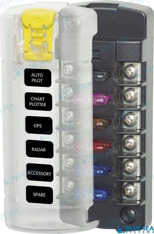 fuse block standard blade 6 pos independent with cover