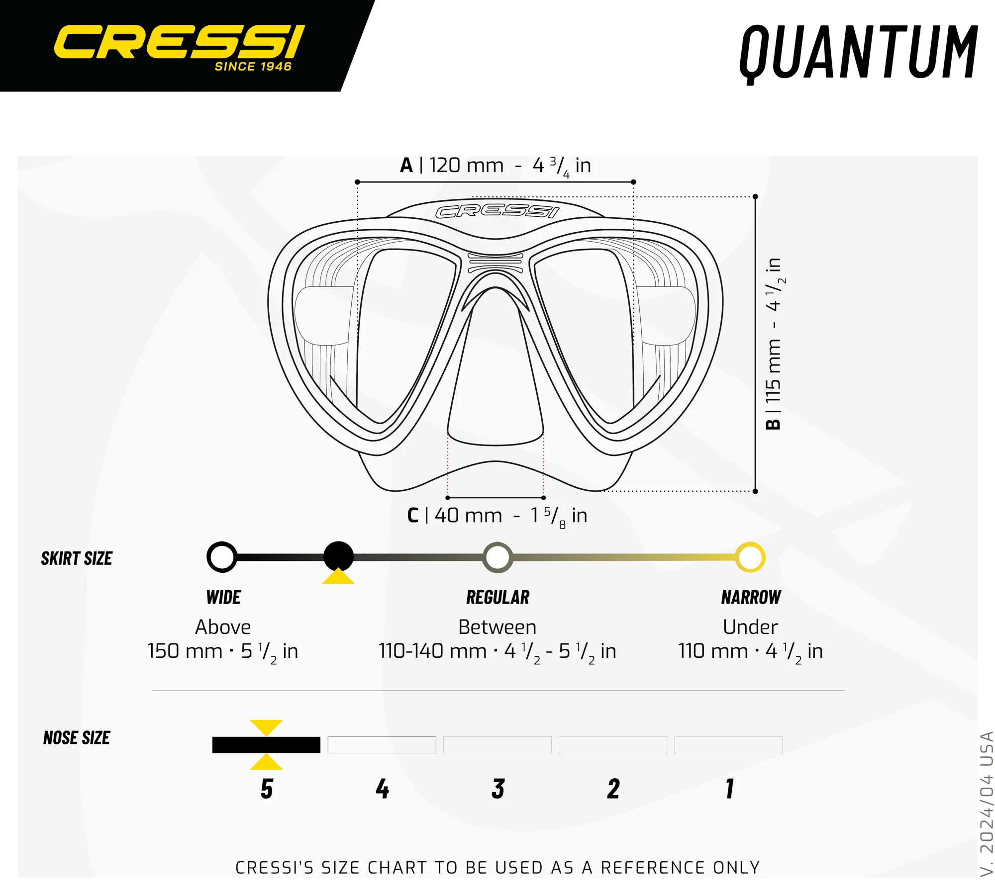 Cressi Quantum mask black-red anti-fog -wide size