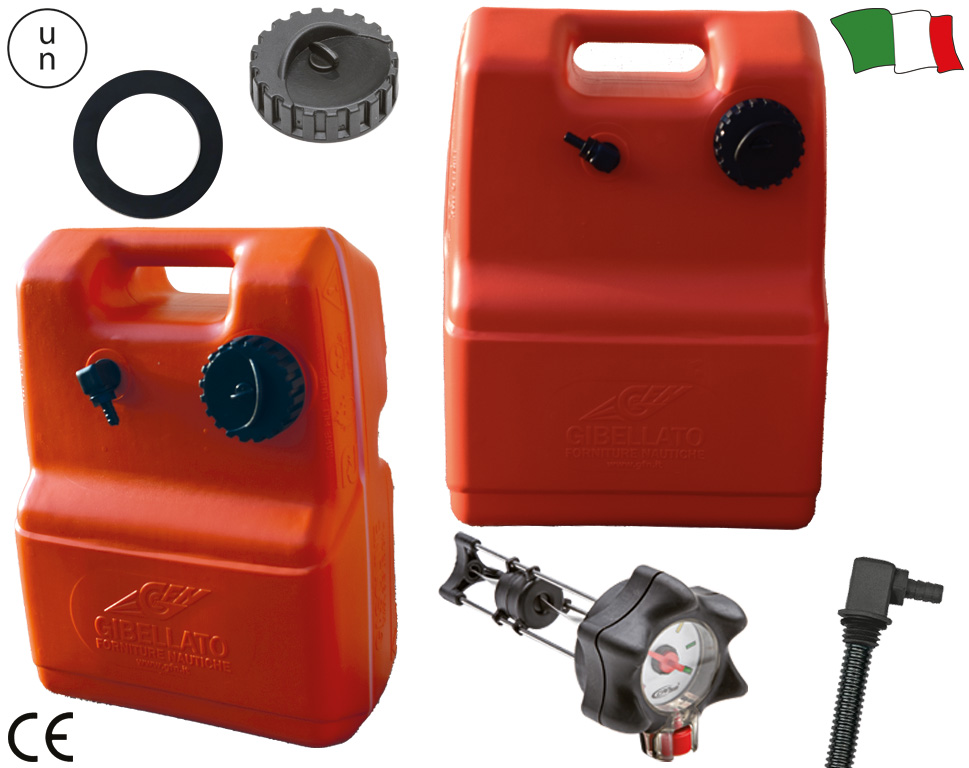 Portable fuel tank 12L, orange color, Outlet D.8mm - use only horizontally
