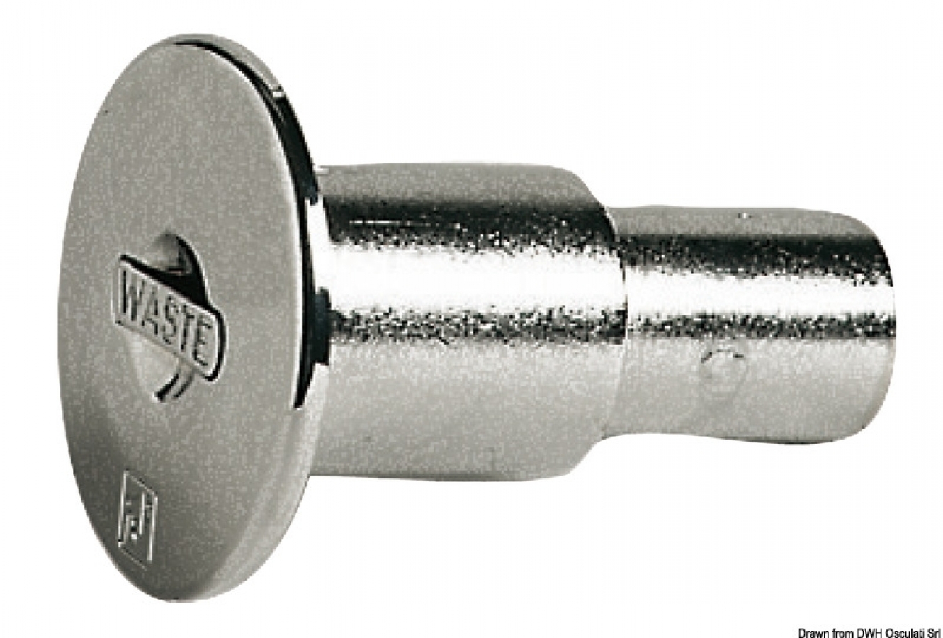 Chromed brass FUEL 30° angled deck plug Ø50 mm