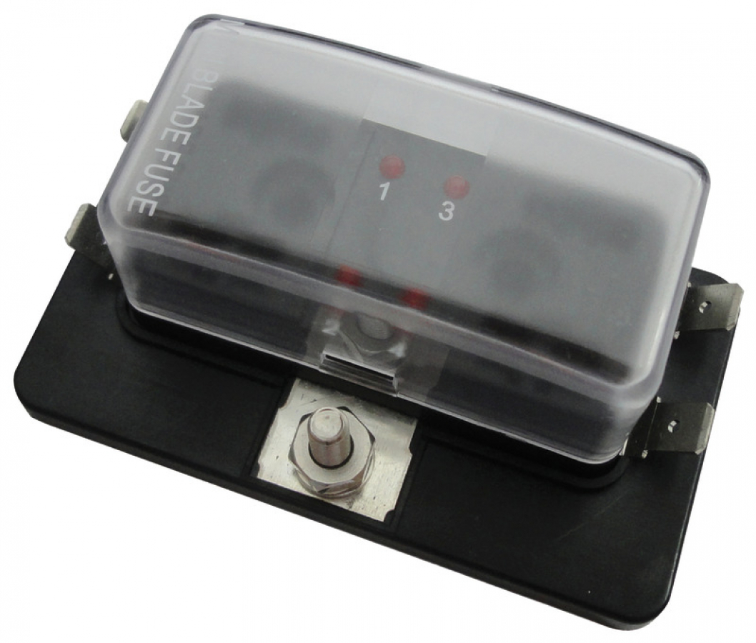 Fuse box with 4 fuses and LED indicators