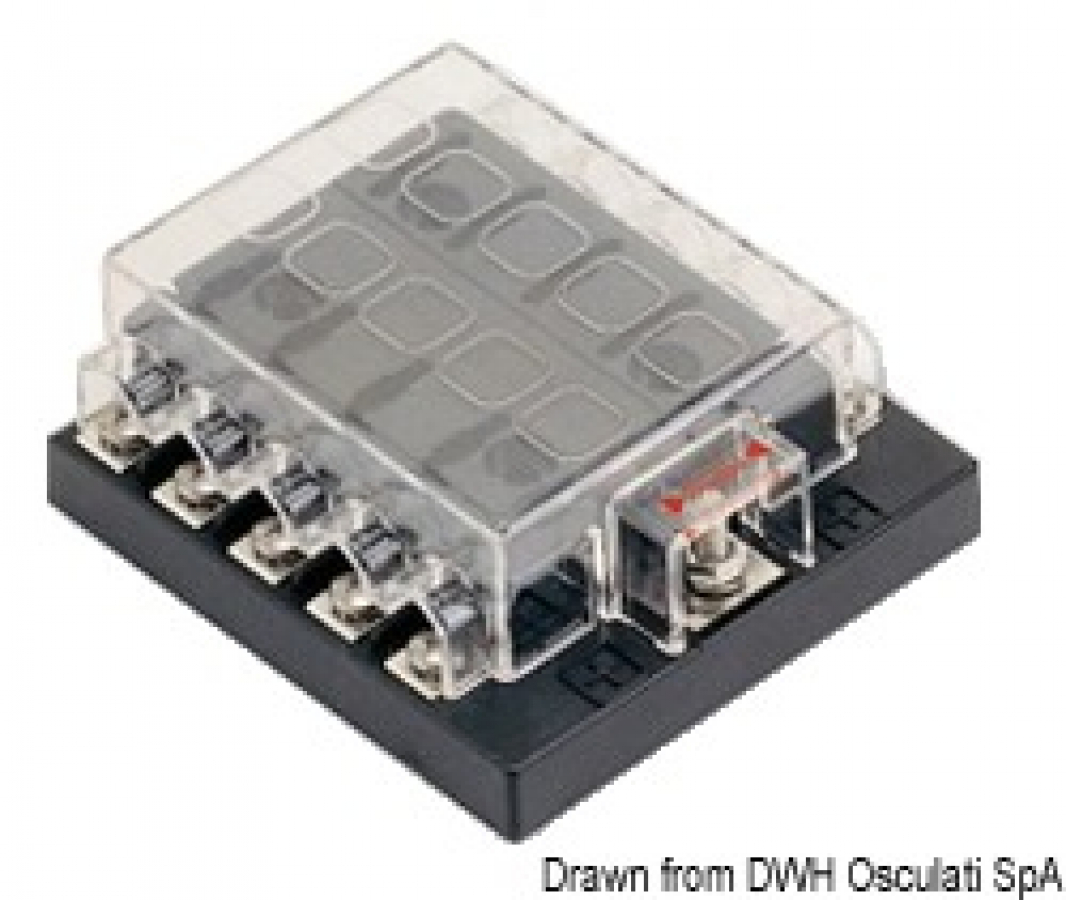 Blade fuse holder box 10 seats 92x99mm
