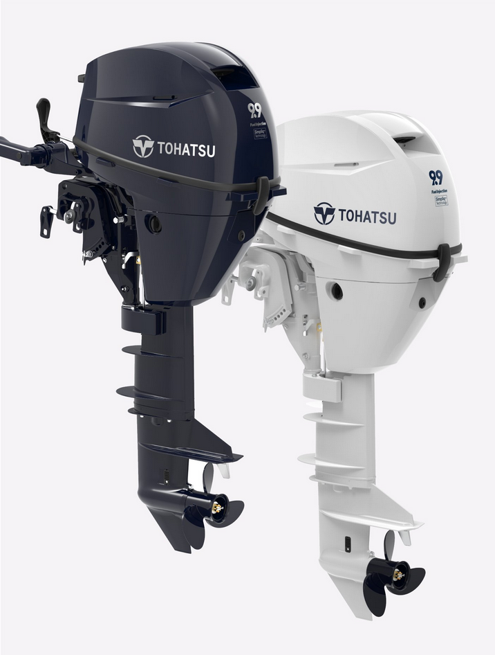 Engine Tohatsu 9.9 HP tiller handle, S-15", electric starter, tilt, generator