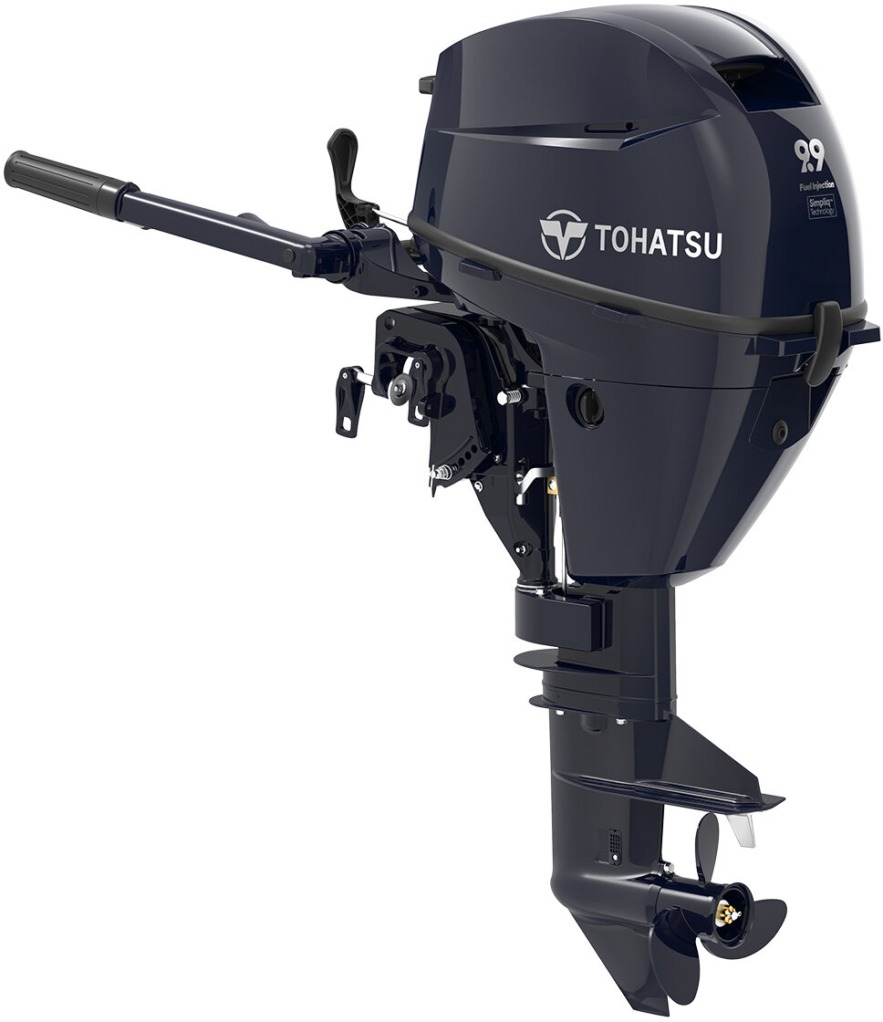 Двигатель Tohatsu EFI 9.9л.с. Aqua Marine Blue - ручной запуск, S - короткая нога, отдельный топливный бак, управление рукояткой