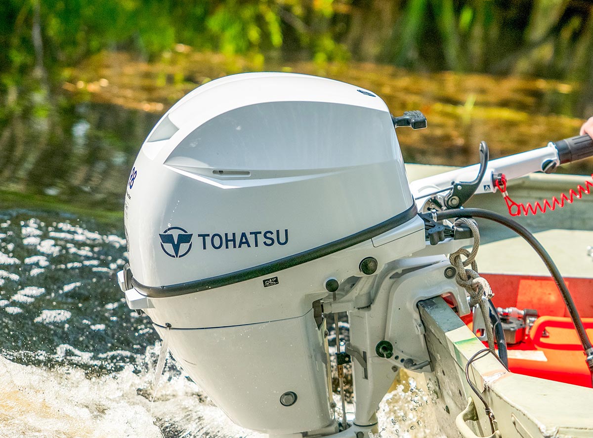 Dzinējs TOHATSU EFI 9.9 Zs (jauns modelis 2024. gada)  S-15" Aqua Marine Blue Komplektā motorstundu skaitītājs!