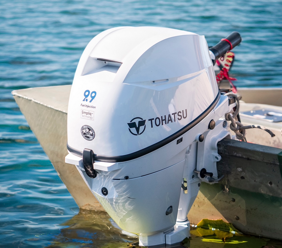 Engine TOHATSU EFI 9.9Hp MFS9.9CYWS Beluga White - Manual start, S – short leg, separate fuel tank, handle control