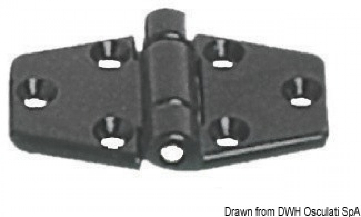 Reinforced nylon hinge, black 65x40 mm