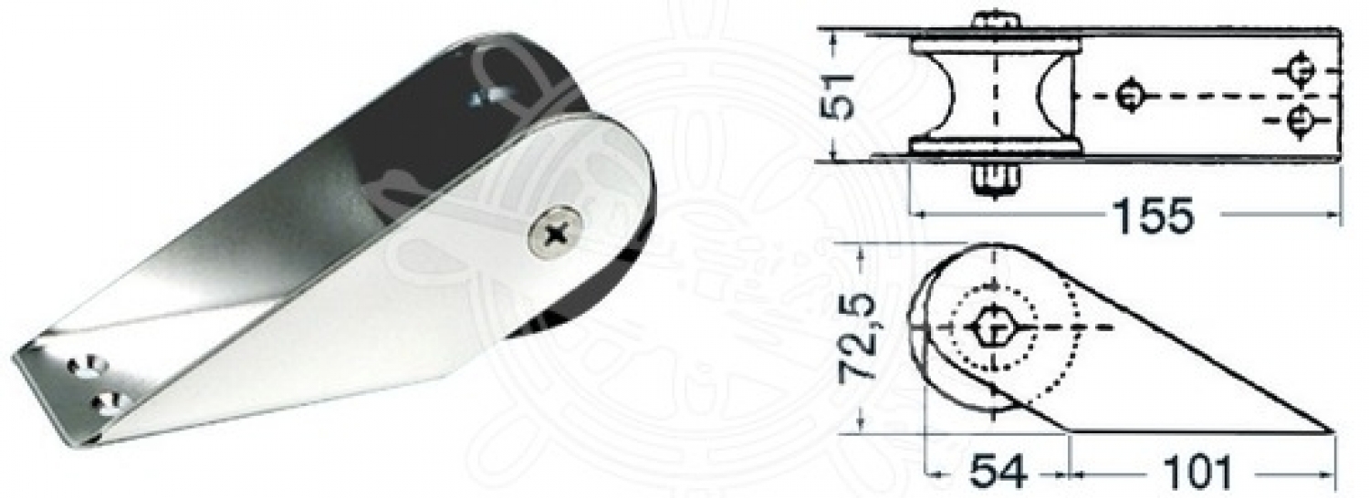 Anchor roll L155mm x W51mm x H72mm  SS