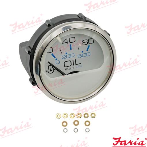 Eļļas spiediena indikators 5.5 bar - balts/nerūsējošais tērauds