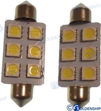 spuldze festoon 6LED 1,3w 10/30v (2gab) LEDus balta