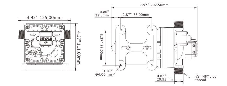 Ūdens sūknis SEAFLO 42 S 11l/min 12V 3.5A