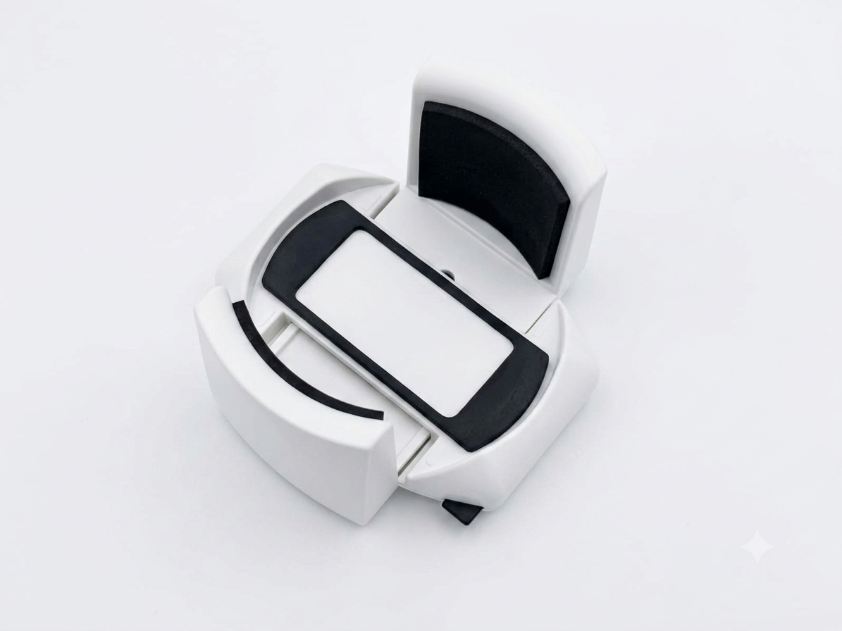 White cup holder with adjustable grip width