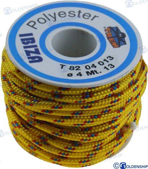 poliestera pīta virve 4mm. dzeltena ibiza