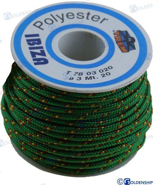 poliestera pīta virve 3mm.green ibiza