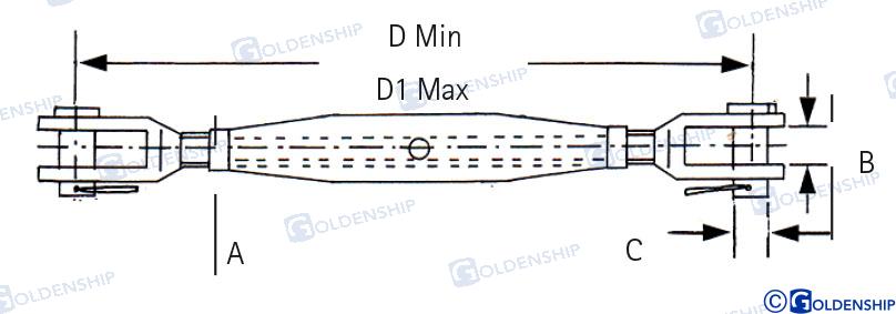 Takelāžas spriegotājs aisi-316 8mm