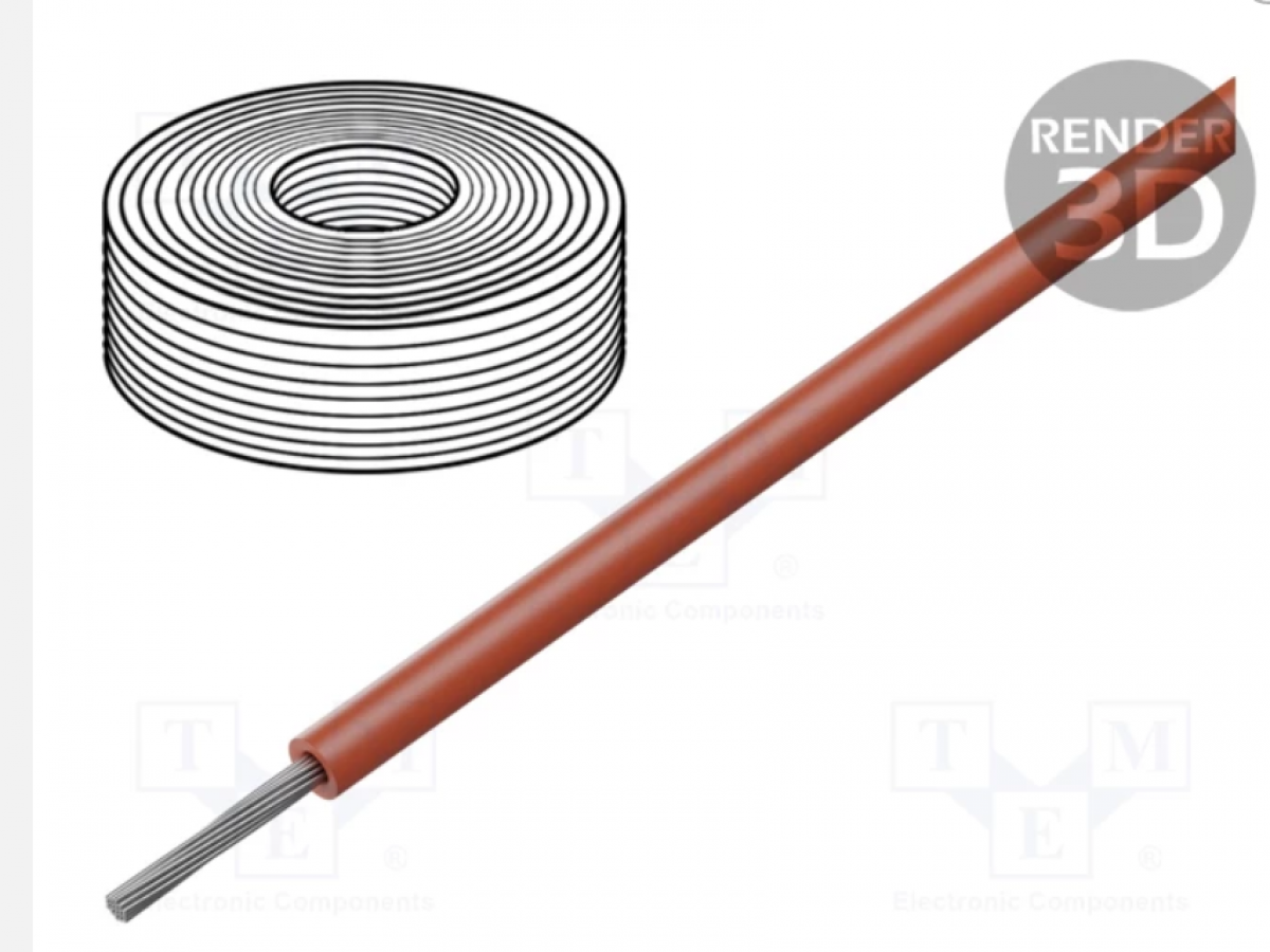Vads alvots varš 10mm2 - 8AWG - 1 m - sarkans -60÷180°C - silikona apvalks