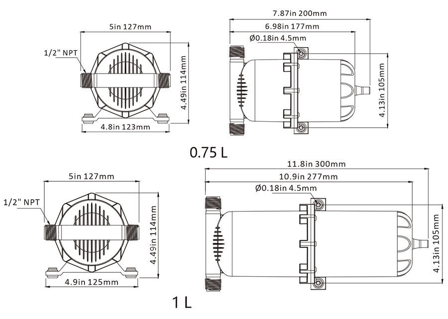 Seaflo Izplešanās trauks 0.75L 10psi, Izeja 19mm - SFAT-075-125-01