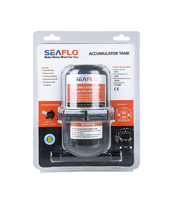 Seaflo Izplešanās trauks 0.75L 10psi, Izeja 19mm - SFAT-075-125-01