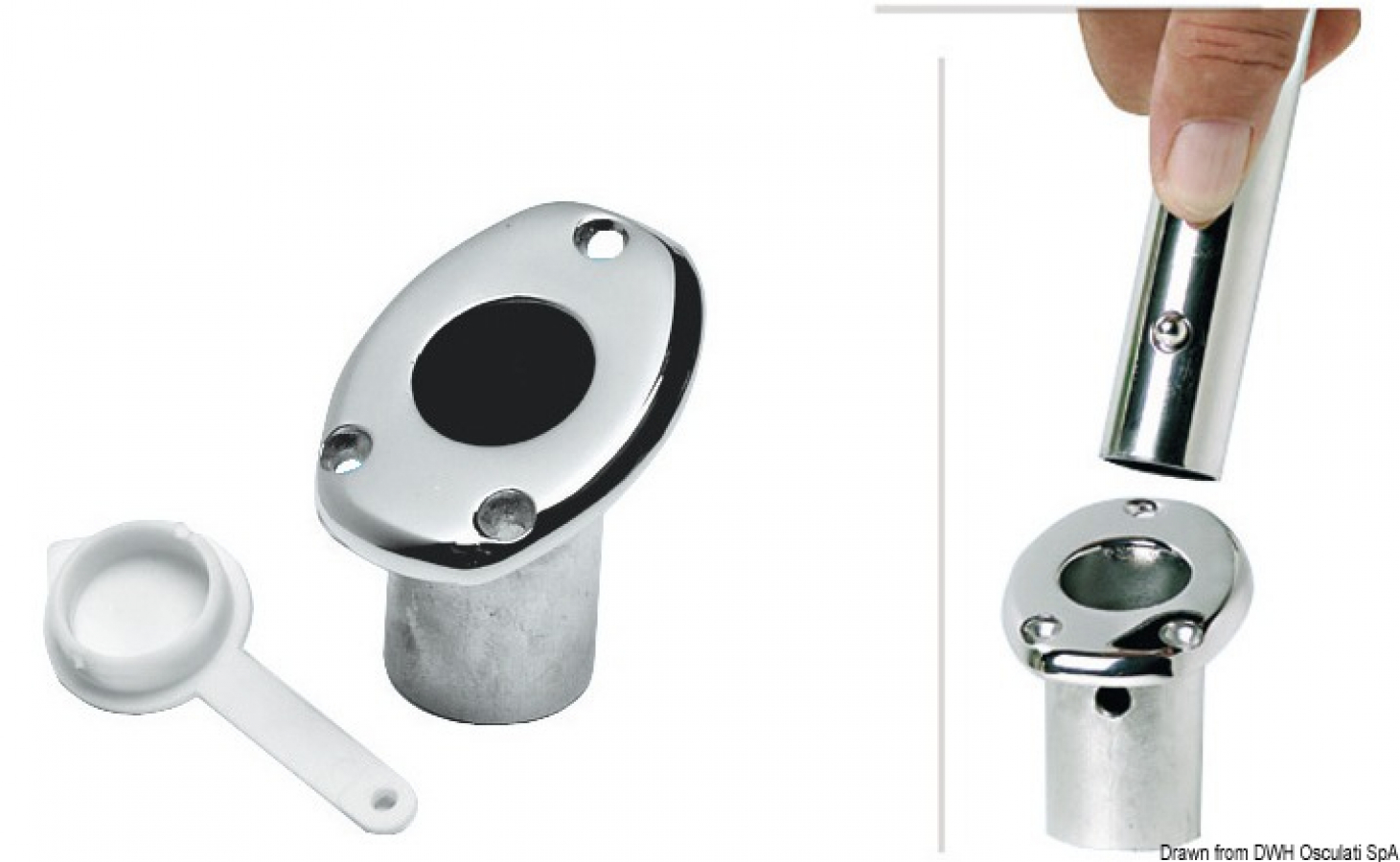 Flag poles, wing-shape section 60mm x 45mm AISI 316 for 35.392.01