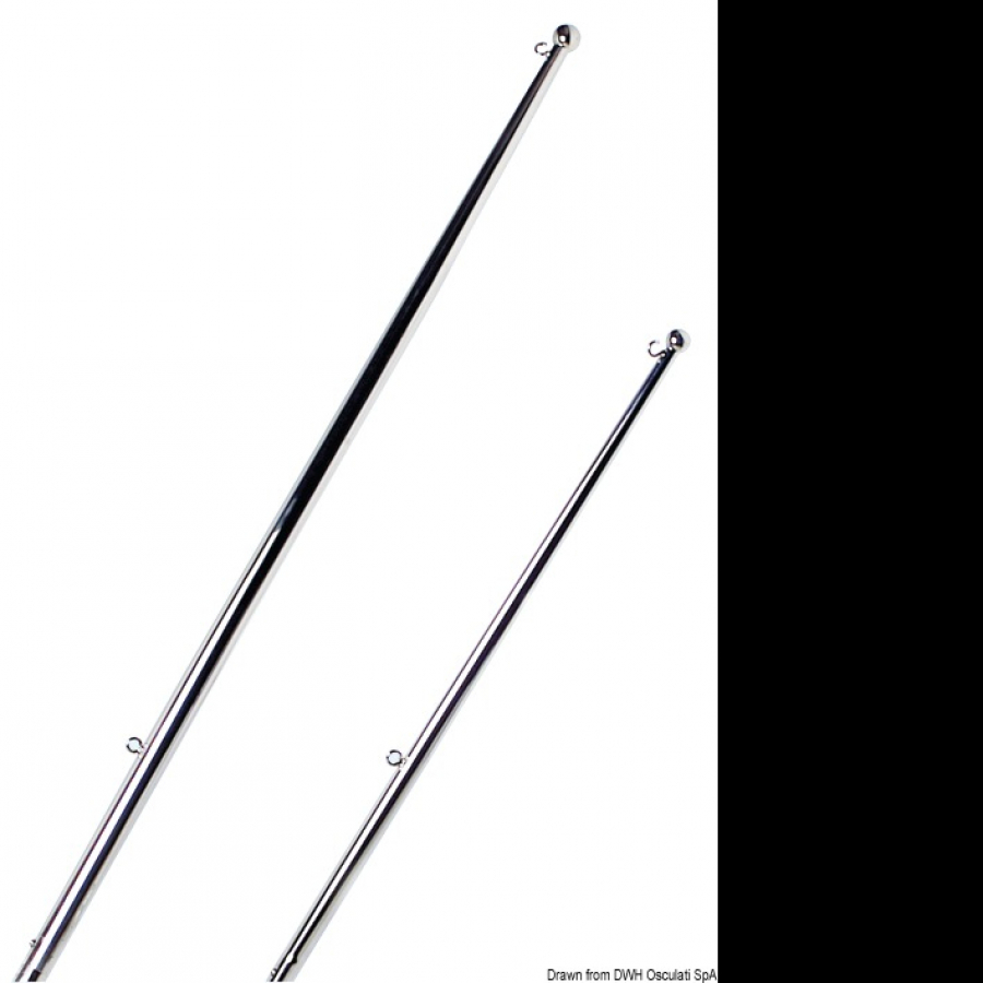 Mirror polished SS flagstaff with end ball H610 mm Ø20mm
