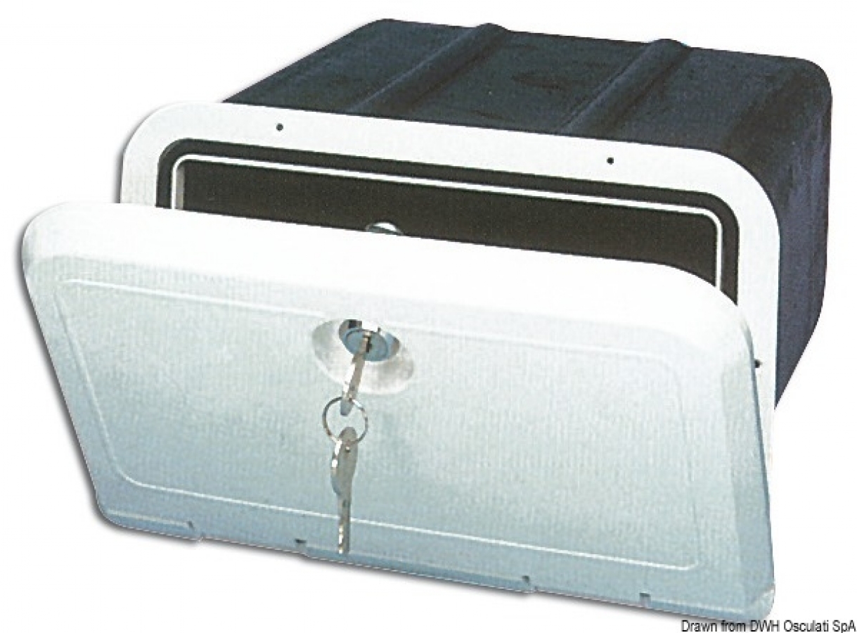Storage box 285 x 180 x 260 mm with lock -white