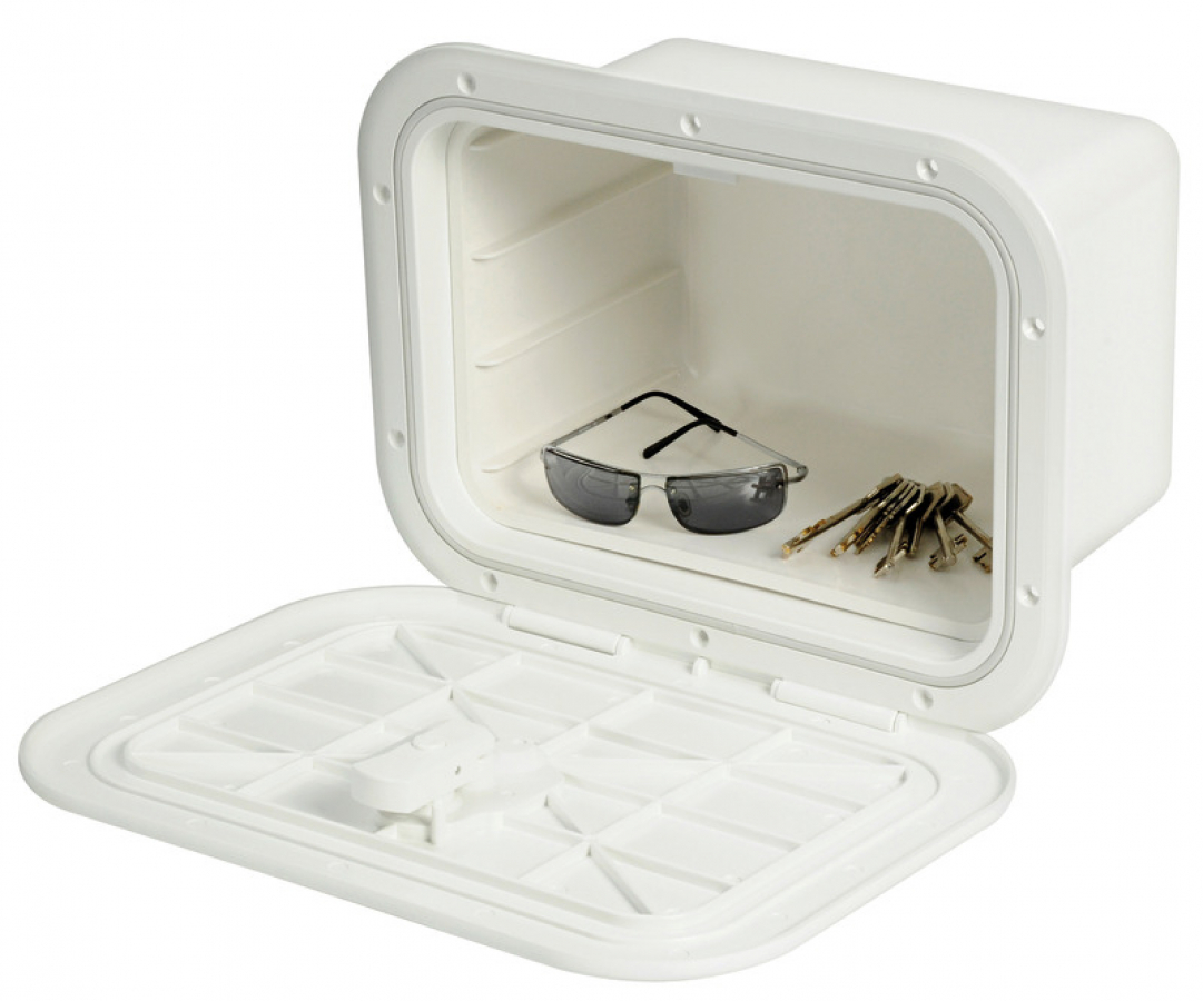 Box with hatch, white, 380x280x180 mm