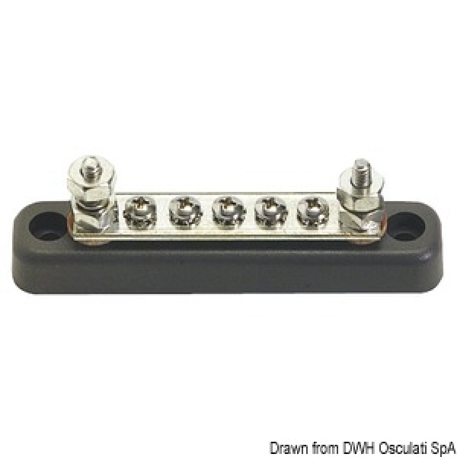 Bus-bar electric terminal board 2 x 5 mm Max100A Dimensions 107x22mm Contacts 2x5mm + 4x5mm