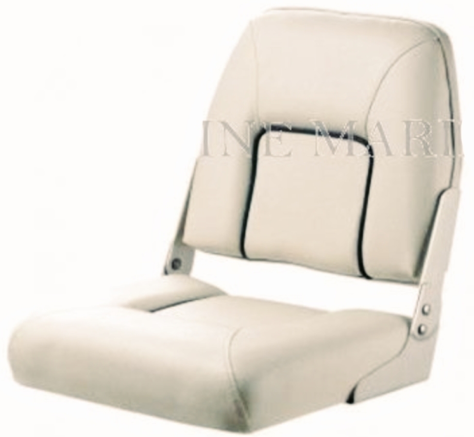 White chair with blue stripe